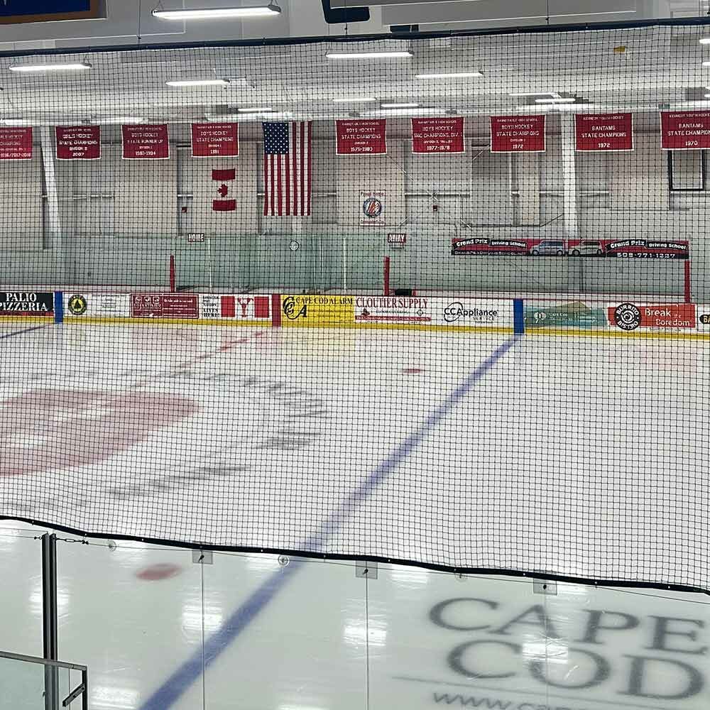 The Kennedy rink in Hyannis with perfect ice and banners flying